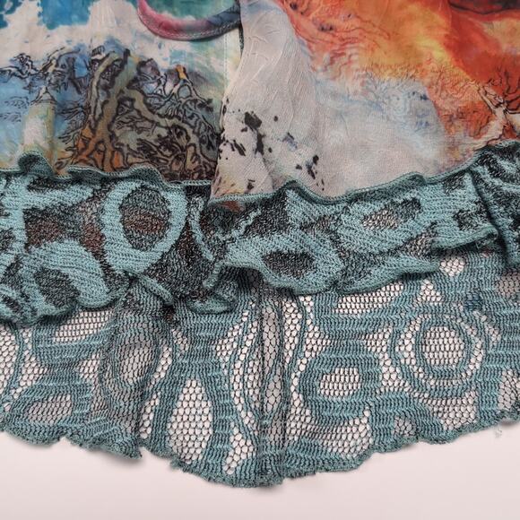 Adore Artsy Sleeveless Blouse Top Womens M Multicolor Mixed Media Flowy Fairy - Picture 6 of 16